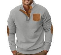 NNGOTD Halloween Mens Oversized Half Zip Sweatshirt Polar Fleece Pullover with Turtleneck and Ribbed Edges Warm Soft Jumper Top UK Parka Streetwear Christmas Shirts Men (Grey, XXL)