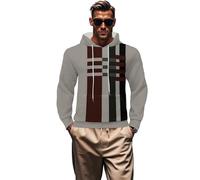 NNGOTD Halloween Men's Pullover Hoodies Plaid Jacquard Long Sleeve Drawstring Hipster Casual Hooded Sweatshirts with Kanga Pockets Leisure Wear Mens Christmas Tracksuit (Grey-1, M)