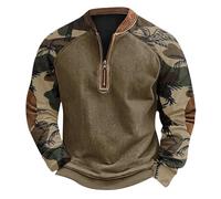 NNGOTD Halloween Mens Quarter Zip Mock Neck Fleece Jumpers with Sleeve Zip Pocket Casual 1/4 Zip Sweatshirts Pullover Sweater Overcoat Bad Christmas Jumper (7-Brown, XXXL)