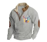 NNGOTD Halloween Men's Sweatshirts Quarter Zip Sweatshirt Long Sleeve Jumper Casual Pullover Waffle Pullover with Pocket Outwear Horror Christmas Jumper (Grey #3, L)