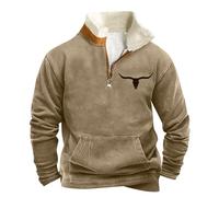 NNGOTD Halloween Men's Warm Crewneck Sherpa Lined Hoodies Sweatshirt Winter Long Sleeve Pullover Tops Outwear Sport Wear Make Christmas Great Again Jumper (Army Green, XXXL)