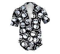 NNGOTD Halloween Shirts for Men Ugly Pumpkin Dress Shirts Funky 3D Printed Long Sleeve Button Down Slim Fit Blouse Funny Graphic Tee Scary Mens Halloween Costumes (Grey, XXL)