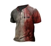 NNGOTD Halloween T Shirts for Men Problem Solved Bloody Sweatshirt Blood Splatter Print Graphic Tshirt Casual Short Sleeve Tops Fashion Horror Graphic Tees Halloween Costumes Horror (G, XXXL)