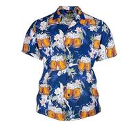 NNGOTD Hawaiian Shirt for Men Funny Cat 3D Printed Beach Shirt Short Sleeve Shit Mens Button Down Summer Casual Shirts Summer Beach Vacation Wedding Tops Cruise Shirts Blouses (E5 Blue,3XL)