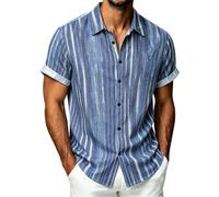 NNGOTD Hawaiian Shirt Mens Short Sleeve Floral Button Down Shirts Tropical Vacation Beach Shirts Summer T-Shirts 1950s Bowling Shirt Festival Aloha Top Tops (#013 Blue,4XL)
