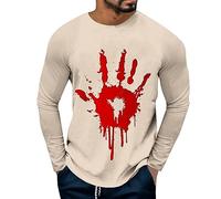 NNGOTD I'm Fine Bloody T Shirt for Men Halloween Bloody Shirts Costume Horror Blood Splatter Tshirts Short Sleeve Tops Skull Button Up Shirts Halloween Costume Men Funny (Khaki, XXXXXL)