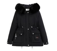 NNGOTD Long Jackets for Women UK, Women's Winter Medium Long Hooded Padded Coat Padded with Lamb Wool Padded Coat for Women Jacket for Women Winter Womens Duffle Coat Outerwear Overcoat