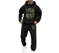 NNGOTD Men’s Full Tracksuit Set Long Sleeve Beach V-Neck Button Down Shirts Summer Vacation Loose Yoga Pant with Pockets Big and Tall Sweatsuits for Men Fashion Casual Sweatsuits Xmas (Black, M)