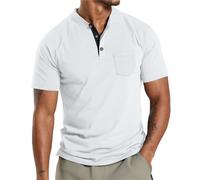 NNGOTD Men’s Plain Polo Shirt Knitted Collar Short Sleeve Casual T-Shirt Classic Sports Top for Men UK Plus Size Sports Polo Shirts Mens Swimming Shirts for Men Mens Track Suit top Tops (White, XXXL)