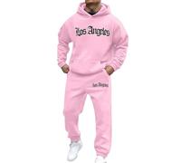 NNGOTD Men Sets Outfits Full Zip Workout Running Joggers Athletic Casual Sports Suits Jackets with Zipper Pockets Sport Set Hooded Jogging Tops Bottoms Sweatshirt Suit Holiday Clothes (XXL) Pink