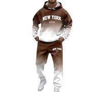 NNGOTD Mens 2 Piece Suit 2 Pieces Hoodies Sweatsuit Sets Workout Top & Bottom Sets Sports Jogging Suit Set Trendy Jacket Suit Jogger Set Winter Outfits for Men Holiday Clothes (Coffee, M)