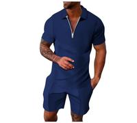 NNGOTD Men's 2 Piece Track Suit Set Jogging Sweatsuit Short Sleeve T Shirt and Shorts Set Casual Tracksuit 90S Party Theme Outfit Men Shirt and Shorts Set for Men Cotton(Blue,3XL)