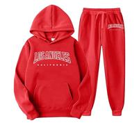 NNGOTD Mens Big and Tall Tracksuit Set Contrast String Fleece Tracksuit Hoodie Top Bottoms Joggers Gym Set Draw Code Tracksuit Track Suits Comfortable Sports Track Suit Holiday Clothes (Red, XL)