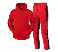 NNGOTD Mens Big and Tall Tracksuit Set Long Sleeve Beach V-Neck Button Down Shirts Summer Vacation Loose Yoga Pant with Pockets Workout Sets Fashion Casual Sweatsuits Xmas (Red-2, M)