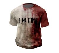 NNGOTD Mens Bloody Halloween Shirt I'm Fine Bloody Shirt Blood Splatter Print Graphic Tshirt Casual Short Sleeve Tops Fashion Horror Gifts Adult Mens Halloween Costumes 2025 (I, S)