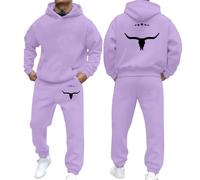NNGOTD Men's Casual Tracksuit Set Long Sleeve Zip Up Hoodie Jacket Sweatshirt and Casual Fleece Sweatpants Joggers Sweat Outfit Sets Winter Outfits for Men Holiday Clothes (Light Purple, XXL)