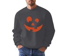 NNGOTD Mens Halloween Shirts Funny Pumpkin Face Witch Printed Slouchy Jumper Long Sleeve Round Neck Pullover Tops Holiday Casual Soft Tunic Tops Horror Gifts Halloween Costumes Adults Man (Grey, L)