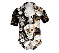 NNGOTD Mens Halloween Shirts Ugly Pumpkin Bat Print Long Sleeve Button Down Casual Jack-O-Lantern Costume Dress Shirt Theme Party Clothes Horror Tshirts Men's Halloween Costumes, XXL