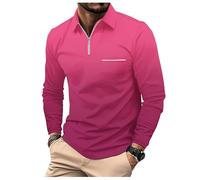 NNGOTD Men's Polo Shirts 1/4 Zip Plain Work Polo T-Shirt Casual Comfort Slim Fit Golf Tennis Cotton Tops Gym Tops for Men Loose Fit Men Shaper t Shirt Clothes for Men Blouses Top (XXXL) Hot Pink
