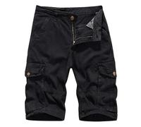 NNGOTD Men's Quick Dry 3/4 Length Shorts Lightweight Long Shorts Elastic Waist Cropped Trousers with Zip Pockets Pull On Trousers Slacks Casual Black Jogging Pants for Men UK （Black,34）