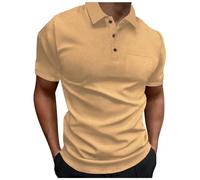 NNGOTD Men's Quick Dry Polo Shirts Breathable Long Sleeve Golf T-Shirts Button Casual Hiking Tops with Pocket Sport Clothes for Men Mens Silk Shirt Aesthetic Mens Clothes Tshirt (Khaki, L)