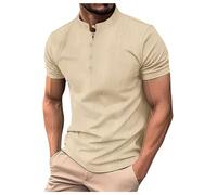 NNGOTD Mens Running Sports Gym Tops Quick Dry Golf Hiking Tops Short Sleeve Polo Shirts Gym Shirts for Men Formal White Shirts for Men 20 inch Neck Mens Tops Casual Smart Regular T-Shirt (Khaki, L)