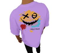 NNGOTD Mens Short Sleeve Crewneck T-Shirts, Casual Round Neck Tops for Walking Workout Running & Outings Party Fancy Dress Costume Beach Holiday Blouse Sweatshirt (A1 Purple,5XL)