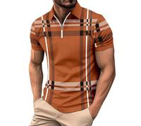 NNGOTD Men's Short Sleeve Polo Shirts Classic Contrast Color Thread Slim Fit Cotton Golf Tennis T-Shirt Sports Clothes Men Quilted Work Shirts for Men hi viz Running top Mens Tops (Khaki, XXXL)