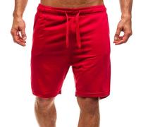 NNGOTD Mens Shorts 6 Inch Inseam Cotton Jogger Workout Lounge Jersey Zipper Pocket Sweat Shorts Slip Shorts Mens Wrinkle Free Beach Slacks Trousers for Men Sport(Red,XXL)