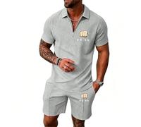 NNGOTD Mens Shorts and T Shirt Sets Polo Colloar Summer 2 Piece Outfits Zip Joggers Gym Top Bottoms Loungewear Co Ord Set Casual Running Sport Activewear Golf Suit Printed Tracksuit Holiday Clothes