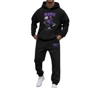 NNGOTD Mens Sport Sets Workout Clothes Striped Pullover Hoodie Casual Hoody Top Fleece Joggers Gym Jogging Bottoms Jogger Sets Long Sleeve Crew Neck Sweat with Jogger Bottoms Xmas (Black, M)