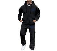 NNGOTD Mens Tracksuit Set Gym Jogging Bottoms Full Zip Hooded Jacket Jogging Tops Sweatshirt Loungewear for Travel Exercise Fitness Sportswear Sweatshirts Christmas (Black, XXL)