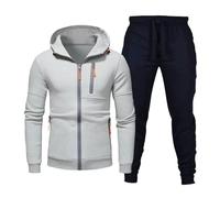 NNGOTD Men's Tracksuits Casual Sweatsuit 2 Piece Full Zip Athletic Jogging Suit Sets Sport Sweat Suit Matching Lounge Set Casual Running Sport Sweat Activewear Suit Holiday Clothes (Light Gray, XL)