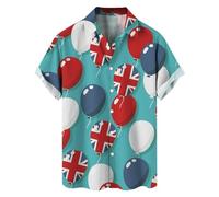 NNGOTD Men's Union Jack Hawaiian Shirts UK British Flag Print Short Sleeve Shirt Regular Fit Summer Shirt Casual Button Down Beach Shirt Tropical Vacation Tops England United Kingdom Holiday Clothes