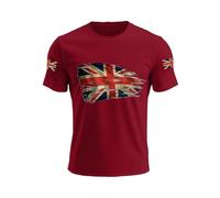 NNGOTD Mens Union Jack T Shirts United Kingdom Britain England Casual Crew Neck Shirts Workout Plain Gym Top Moisture Wicking Active Athletic Sport Tops Funny Shirt Army Veteran (#001 Red,L)
