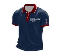 NNGOTD Mens Union Jack T Shirts United Kingdom Britain England Short Sleeve Collared Button Down Golf Shirt Summer Regular Fit Plus Size T-Shirt Veteran Day Outfit Work Blouse (Navy,L)