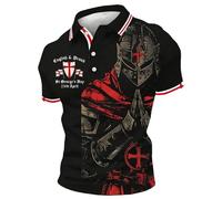 NNGOTD Mens Union Jack Tshirt Great Britain Bunting Flags Print Short Sleeve Shirts Summer Striped Casual Shirt Button Down Regular Fit Tops St Georges Day Tshirt Funny Tshirts (#010 Black,3XL)