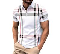 NNGOTD Men's White XXL Striped Polo Shirt