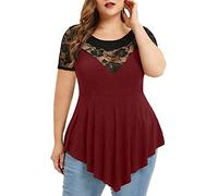 NNGOTD Oversized T Shirts for Women Women Y2k Cami Top See Through Deep V Neck Mesh Patchwork Spaghetti Strap Cropped Top Sleeveless Tank Vest Top Lace Crop Tops for Women UK Tshirts (Wine, L)