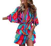 NNGOTD Plus Size Womens Printed Bandeau Strapless Shirred Ladies Long Maxi Dress Smock Dresses for Women UK Sunflower Dresses for Women Tennis Skirt Size 10 (Red, M)