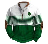 NNGOTD St Patricks Day Shirt Men Sweatshirt Green Clover Pullover Hoodies Hooded Sweatshirt Patchwork Top Casual Hoody with Kangaroo Pocket Lucky Clover T Shirt Holiday Tops for Office (D4 Green,XL)