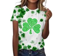 NNGOTD St Patricks Day Shirt Women Green Sweatshirt Lucky Irish Shamrock Green T-Shirts Lucky Shamrock Shirts St Patrick's Day Short Sleeve Tops Stylish Festive Shirts Holiday Vacation (A1 Green,XL)