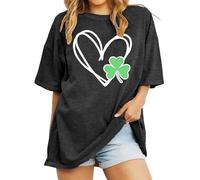 NNGOTD St Patricks Day Shirt Women Lucky Irish Shamrock Tshirt Saint Patricks Day Tee Tops Green Long Sleeve Shirts Stylish Festive Shirts Ladies Holiday Vacation Clothes Funny Printed (B2 Black,S)