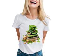 NNGOTD St. Patrick's Day Shirts for Women Cute Gnomes Shamrock Graphic Tees St Patty's Lucky T-Shirt Irish Tops Ireland Top Holiday Blouse Tops Saint Paddy Day Outfits (F6 White,M)