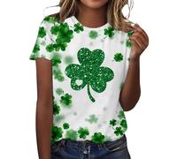 NNGOTD St. Patrick's Day Shirts Women Short Sleeve Lucky Irish St Paddy's Shirt Cute Shamrock Graphic Tees Tops Green Clover Print Crewneck Basic T-Shirts Basic T Shirts Dressy Casual Tunic Blouses