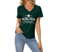NNGOTD St Patricks Day Shirts Womens Short Sleeve Leopard Clover Graphic Tees Irish Costume Holiday Crewneck Tunic Tops Fashion Tshirts for Work Office Party Leprechaun Outfit (A1 Dark Green,M)