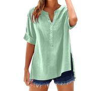 NNGOTD Summer Tops for Women UK Elegant Lace Splicing Hollow Bubble Short Sleeve Solid Color Plus Size Blouses V-Neck Shirt Ladies Dressy Casual T Shirts Pirate Outfit(GN1,XL)