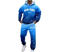 NNGOTD Two Piece Sweatsuits for Men 2 Pieces Hoodies Sweatsuit Sets Workout Top & Bottom Sets Sports Jogging Suit Set Trendy Jacket Suit Track Suit Winter Tracksuit for Men Xmas (Blue, XL)