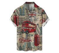 NNGOTD Union Jack Flag Men's Shirts United Kingdom Britain England Floral Aloha Beach Shirt Casual Short Sleeve Summer Shirts for Beach Holiday Party Britain Union Jack Grunge Flag Muscle T-Shirt