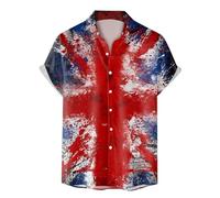NNGOTD Union Jack T Shirts Beach Shirts for Men UK British Flag Floral Printed Summer Casual Button Down Short Sleeve Aloha Beach Party Holiday Tops King Charles Coronation 2024 Streetwear Top Tshirt